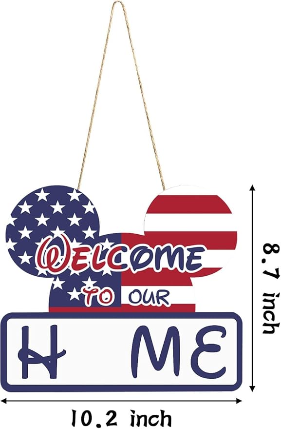 SUPYFD 19Pcs Cute Mouse Interchangeable Seasonal Welcome Door Sign for Front Door Decor, Welcome to Our Home Sign with Interchangeable Holiday Pieces for Farmhouse/Wall/Porch Decor and Housewarming