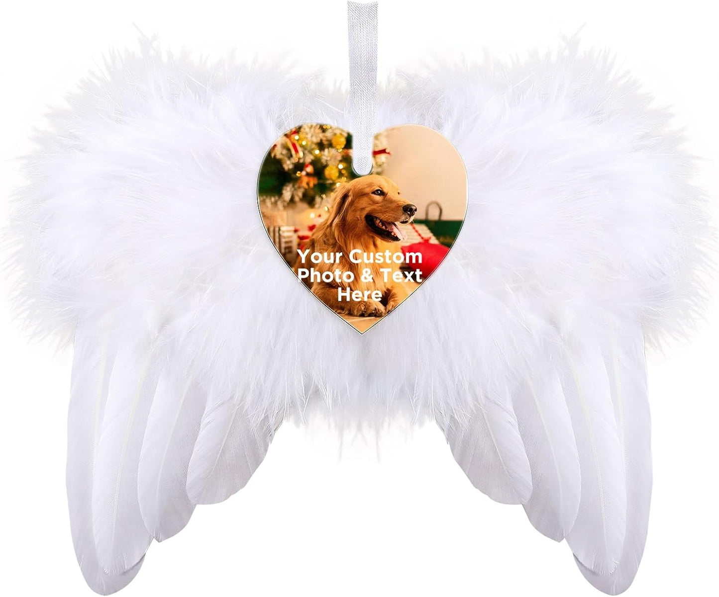 Personalized Christmas Ornaments 2024 Customized with Photo Text Ornament Keepsake Pet First Christmas Ornament Bulk Custom Wooden Xmas Tree Decorations, Wood Heart Wing