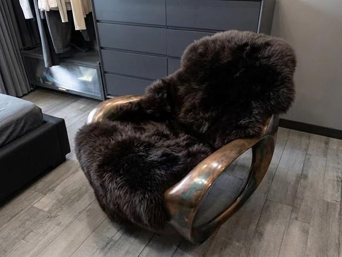 Sheepskin Rug, Fluffy Shag Area Rug, Super Soft 24” x 72“ Sheepskin Hair Rug, Pile Rug, Decorative Throw Rugs for Bedrooms, Children's Rooms, Living Rooms (Chestnut Brown, 24" x 72")