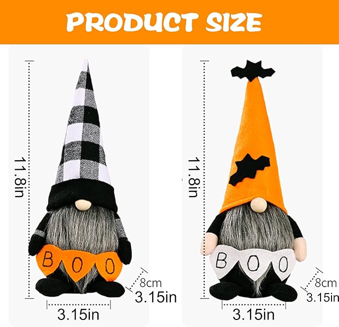 2 Pack Halloween Gnomes Plush Decor,Handmade Witch Swedish Tomte Gnome Nisse Scandinavian Ornaments Elf Dwarf for Home Halloween Day Party Table Decorations Kids Gift