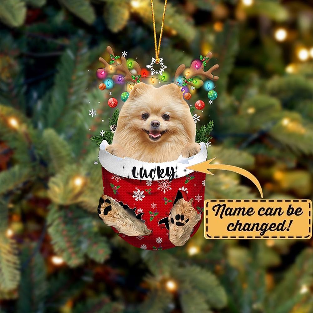 Cream Pomeranian Christmas Tree Ornament - Dog Lovers Gift Idea, Xmas Decor for Tree