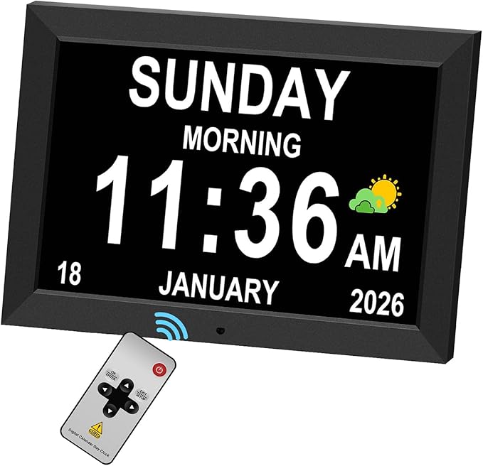 LXBYJKJ 10 Inch Digital Clock with Day and Date for Elderly Alzheimer's Clock Customizable Alarms 3 Display Modes Large Font Alarm Clock for Seniors Auto DST