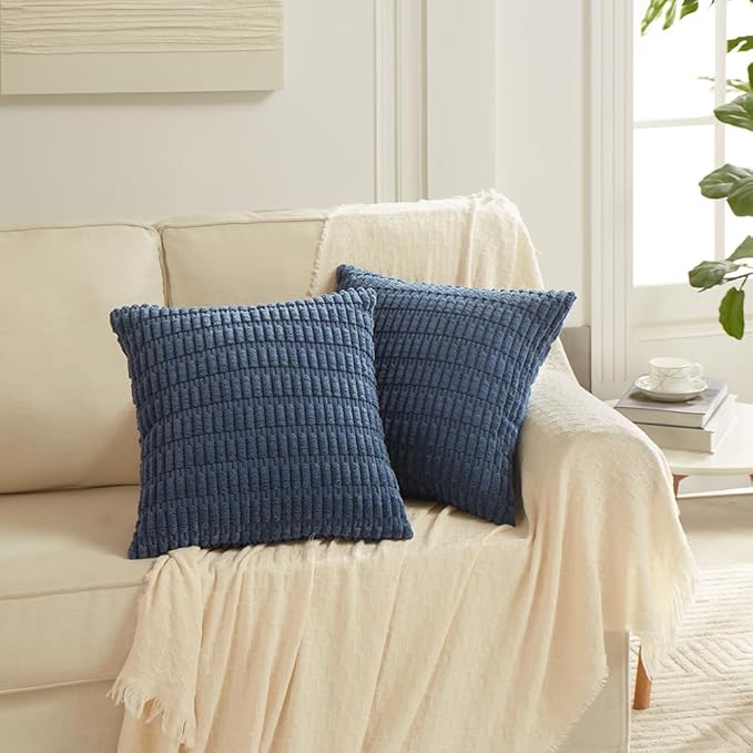 Fancy Homi 4 Packs Decorative Throw Pillow Covers for Living Room Couch Bed, Modern Farmhouse Boho Home Décor Accent Cushion Case, 22" x 22" (Pack of 4), Dusty Blue
