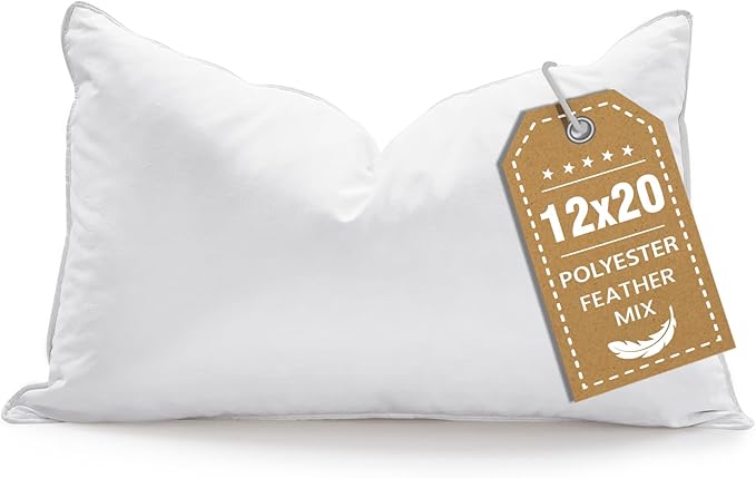 BHZ Throw Pillows 12x20 Euro Pillow Insert, Down Feather Alternative Pillow Inserts, Decorative Soft Large Square White Throw Pillows Insert for Couch Bed Dorm Sofa with Breathable Cover