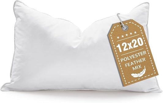BHZ Throw Pillows 12x20 Euro Pillow Insert, Down Feather Alternative Pillow Inserts, Decorative Soft Large Square White Throw Pillows Insert for Couch Bed Dorm Sofa with Breathable Cover