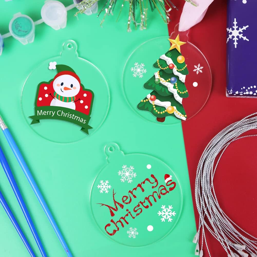 20pcs 3 Inch Clear Blank Acrylic Ornaments - Unfinished Round Acrylic Christmas Hanging Ornaments for Tree Decoration DIY Craft