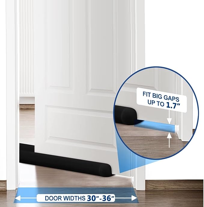 MAXTID 2 Pack Door Draft Stopper 36" Black & Grey