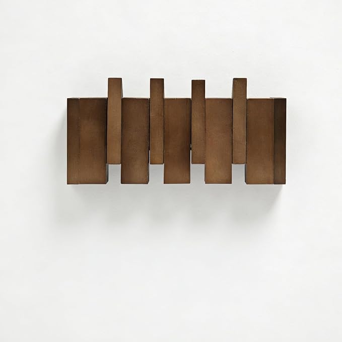 11.8" Wooden Piano Key Coat Rack Wall Mounted, 4 Hooks Natural Walnut Wall Coat Rack, Wall Mounted Coat Rack for Hanging Coats/Hats/Keys/Towels/Bags