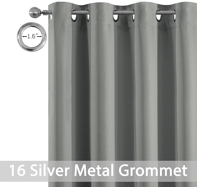 Yakamok Wide Thermal Blackout Patio Door Curtain Panel, Dove Grey Grommet Sliding Door Insulated Curtains, Extra Wide Curtains for Sliding Glass Door, Dove Gray, W52 x L84, 1 Panel