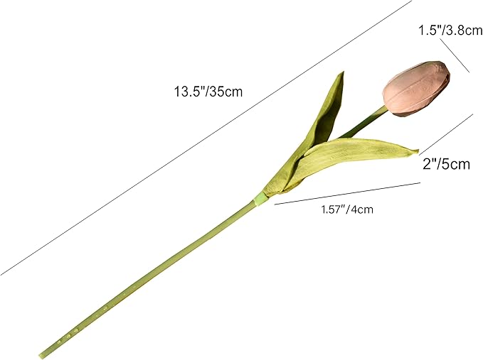 Mandy's Brown Artificial Tulips Flowers Centerpiece, 13.5" Lifelike PU Fake Floral Stems 20pcs for Kitchen Island & Dining Table, Spring Decor for Easter
