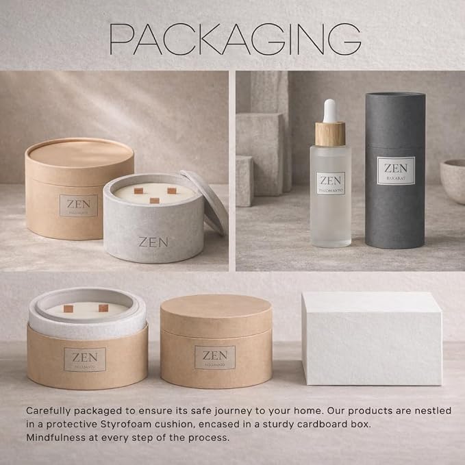 Zen Concrete Candle Lid – Cream Gray Minimalist Home Reusable Jar Plant Pot, Storage – (Cream, Large, Oud)