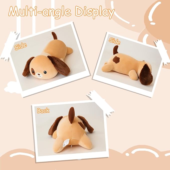 SQEQE Weighted Dog Plush, Weighted Dog Stuffed Animal, Cute Larbrador Plushies Soft Pillow Toy Gift for Kids Adults Brown 9.8 Inch, 0.8 Lbs