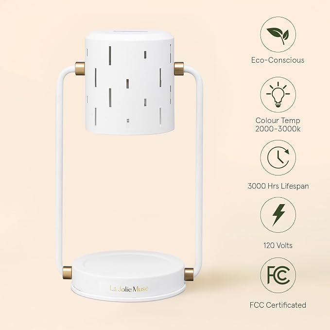 LA JOLIE MUSE Candle Warmer Lamp with Timer, Dimmable, Electric Candle Melter, Compatible with Small & Large Candles, 2 Bulbs Included