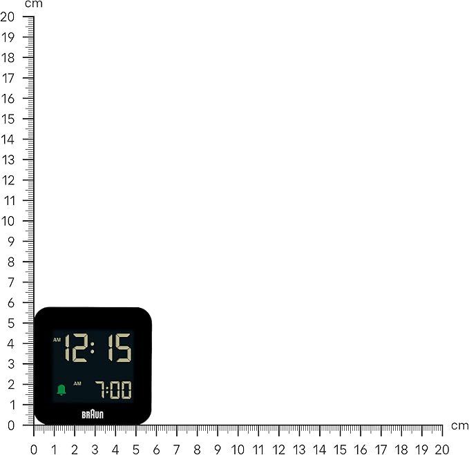 Braun Digital Travel Alarm Clock with Snooze, Compact Size, Negative LCD Display, Quick Set, Crescendo Beep Alarm in Black, Model BC08B (1-Pack)