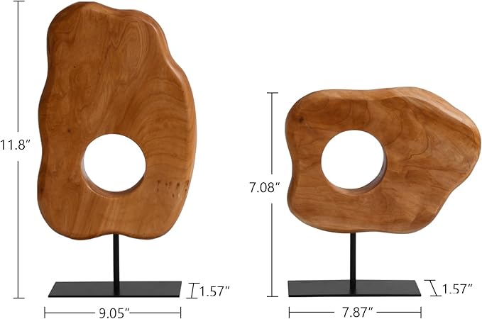 WELLAND Irregular Wood Sculpture, Tabletop Sculpture Collectible Decoration for Home Office Decor (Medium)