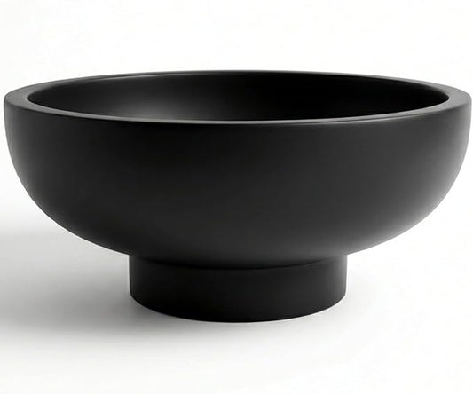 OAKOA Concrete Black Decorative Bowl for Home Decor - Black Fruit Bowl - Modern Pedestal Coffee Table Bowl for Entryway Table