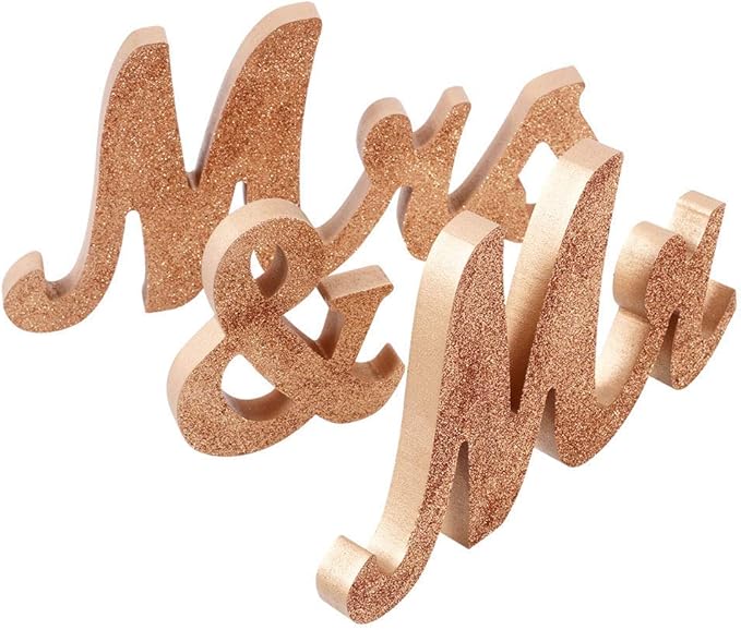 Mr & Mrs Sign for Wedding Table, Large Mr and Miss Wooden Letters, Party Decoration Head Table Wedding Wood Letter, Just Married Sign Anniversary Party Valentine's Day Decor,Rose Golden