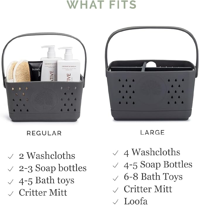 Parker Baby Large Bath Caddy | BPA Free & Food Grade Shower Caddy Organizer for Toys & Supplies | Quick-Dry, Sturdy & Perfect Size Shower Basket w/Handle in Neutral Colors