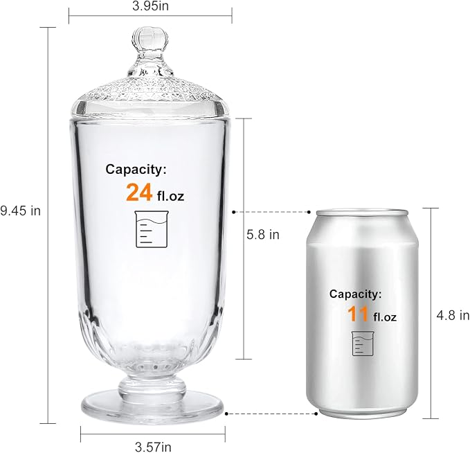 24fl oz Glass Candy Jars with Lids,3 Pack Apothecary Jars,Storage Jar for Candy, Cookies, Snacks, Kitchen Pantry, Clear Glass Jar for Countertop Display & Party Favors，700ml
