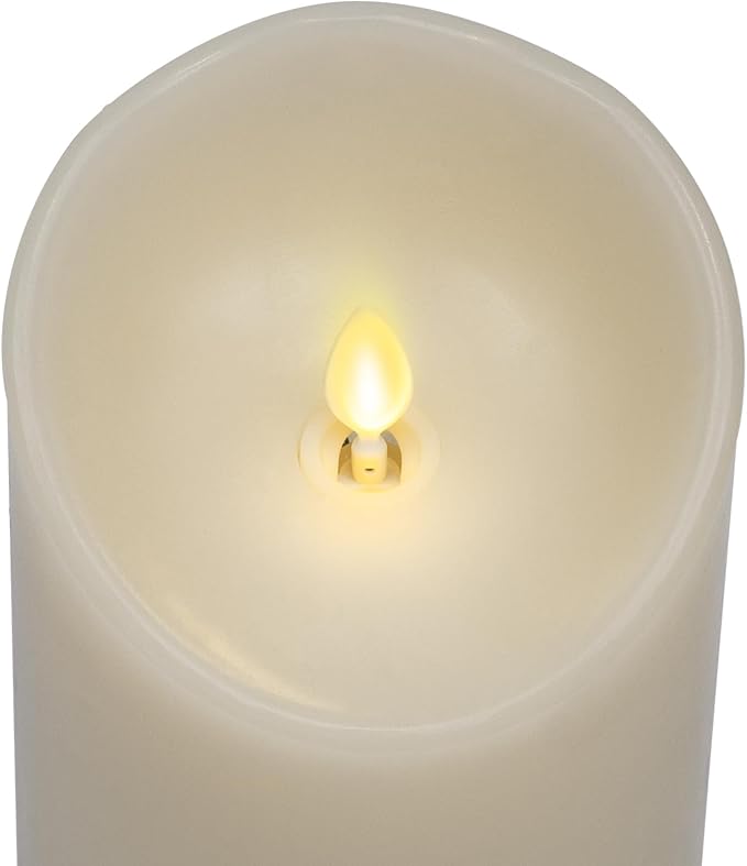 Darice LM357B Luminara Realistic Artificial Flame Pillar Candle with Timer, 7-Inch, Ivory