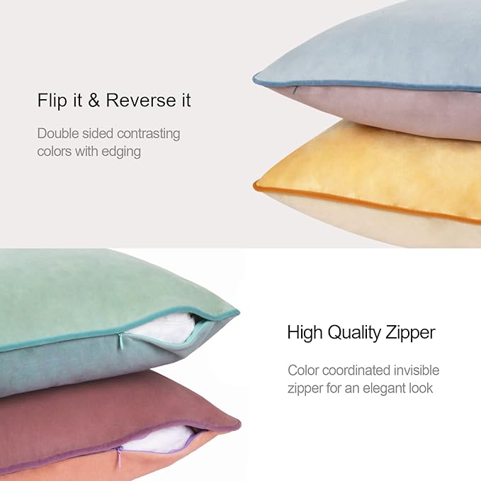Btyrle Throw Pillow Covers 20x20 Set of 4 Soft Velvet Couch Cushion Covers Modern 8-Colors Designs Pillowcases Decorative Cushion Cases for Sofa Bedroom Home Decor(Morandi Series)