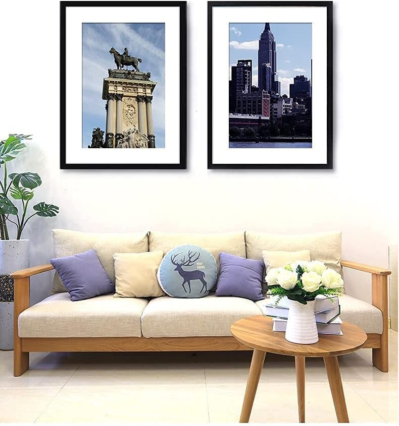 PEALSN 8x10 Picture Frame Set of 6, Display Picture 5x7 with Mat or 8x10 Without Mat, Black Woodgrain