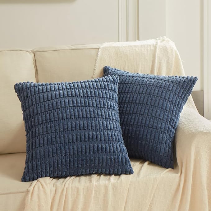 Fancy Homi 4 Packs Decorative Throw Pillow Covers for Living Room Couch Bed, Modern Farmhouse Boho Home Décor Accent Cushion Case, 18" x 18" (Pack of 4), Dusty Blue