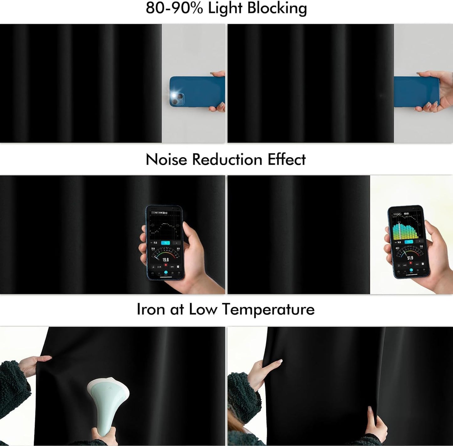 MIULEE Black Back Tab Blackout Curtains 63 Inches Long 2 Panels Set for Living Room Bedroom Privacy, Halloween Rod Pocket/Pinch Pleat Thermal Insulated Room Darkening Pleated Light Blocking Drapes