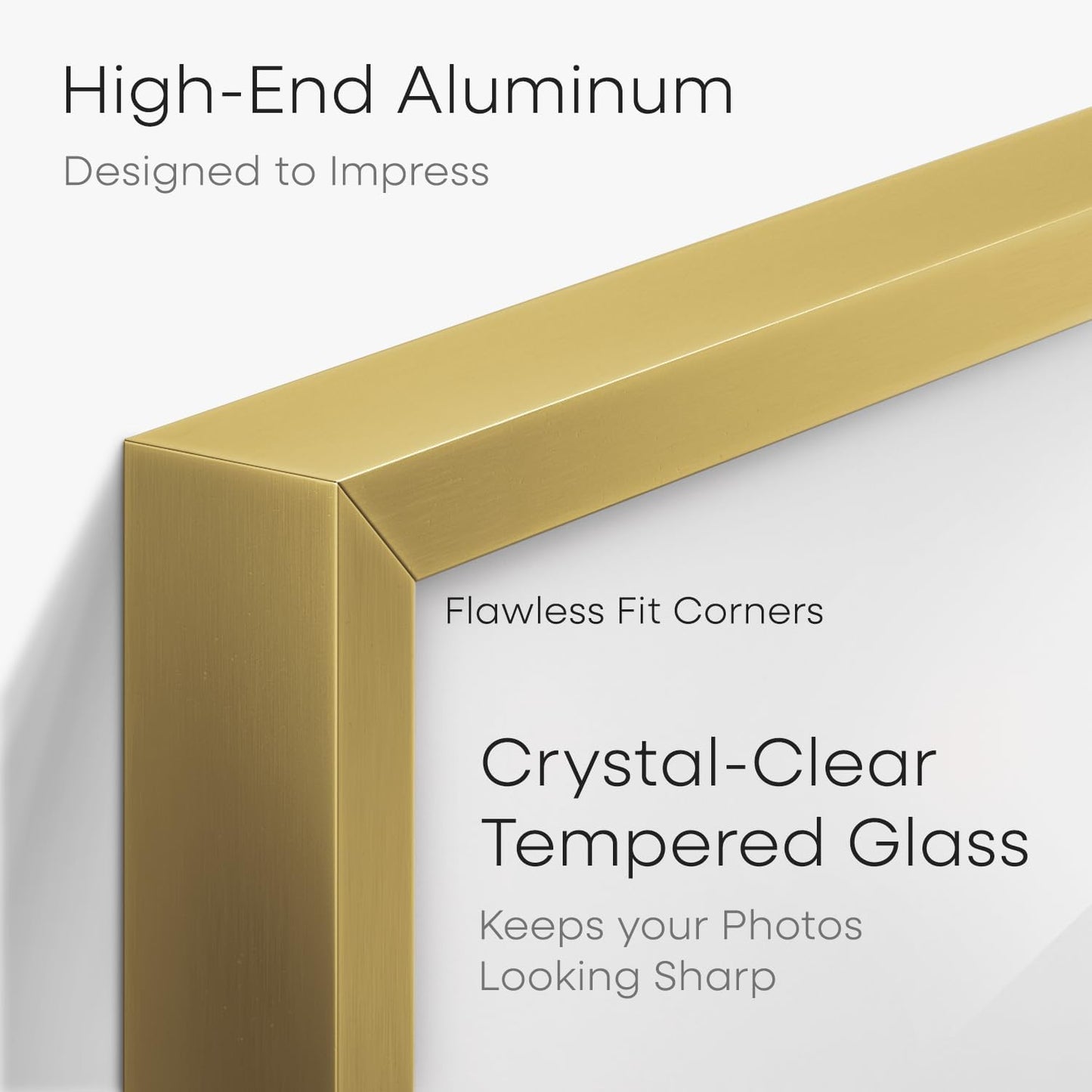 Homeforia 9x12 Gold Frame, High End Metal 9 x 12 Picture Frames with Mat 7 by 10 inch Photo, 9by12 Thin Poster Frame Matted to 7x10 Art, 12x9 Wall or Tabletop Frame, Tempered Glass, Wall Kit, Set of 1