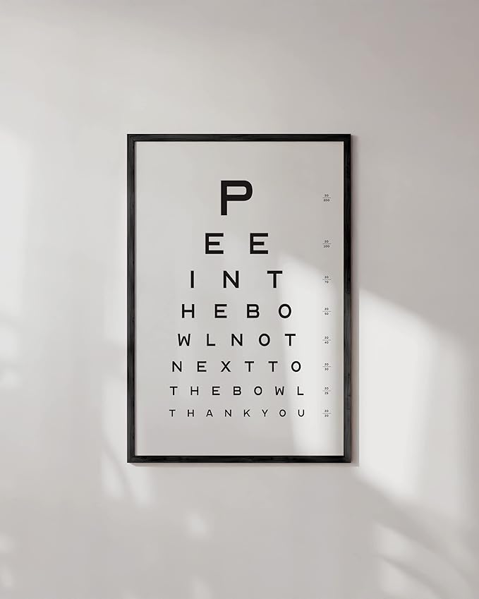 HAUS AND HUES Funny Bathroom Decor - Wall Art, Bathroom Eye Exam (Unframed 24x36)