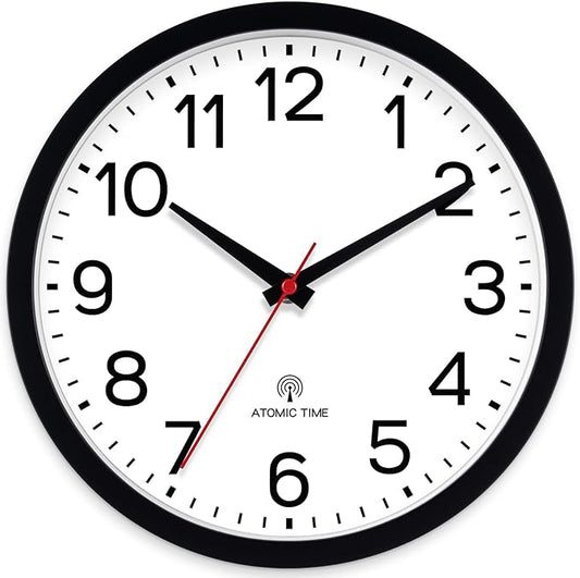 AKCISOT Atomic Black Wall Clock Analog Clocks for Indoor Kitchen, Battery Operated Clock for Bedroom Office Living Room(14 Inch)