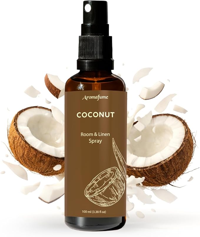 Coconut Room, Linen & Pillow Spray by Aromafume | 100ml/3.38 fl oz | with Pure Coconut Essential Oil | Aromatherapy Spray for Relaxation, Sleep & Stress Relief | Mist for Bedding, Fabrics