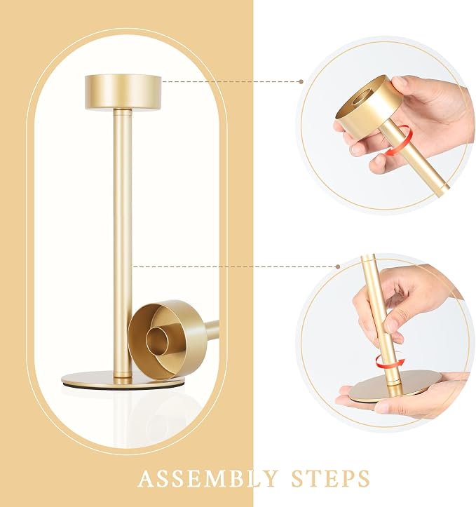 Ronasip Hurricane Candle Holders Set of 6, Matte Gold Metal Taper Candlestick Holders with Clear Glass Chimney Cylinder Tubes, Tall Candle Stands for Wedding, Christmas, Dining Table Centerpiece Decor