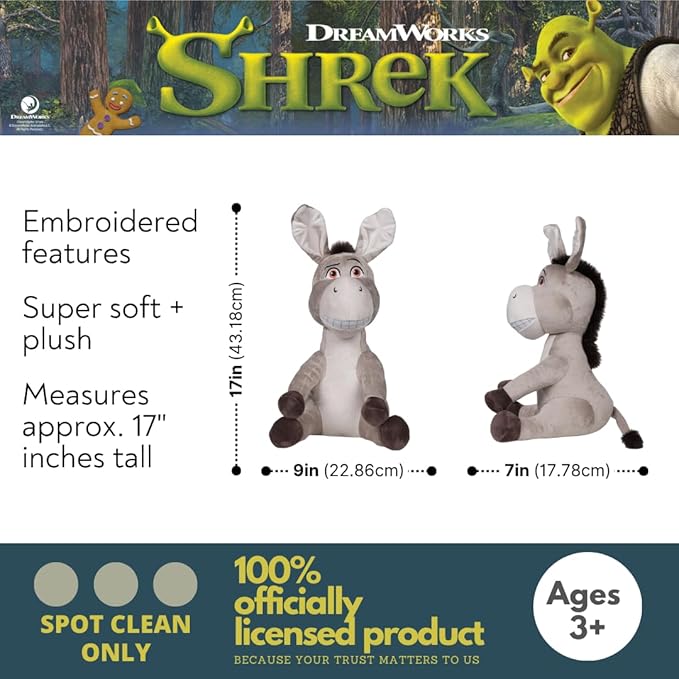 Franco Shrek Donkey Cuddle Pillow Buddy, Kids Bedding Super Soft Plush, (Officially Licensed Product)