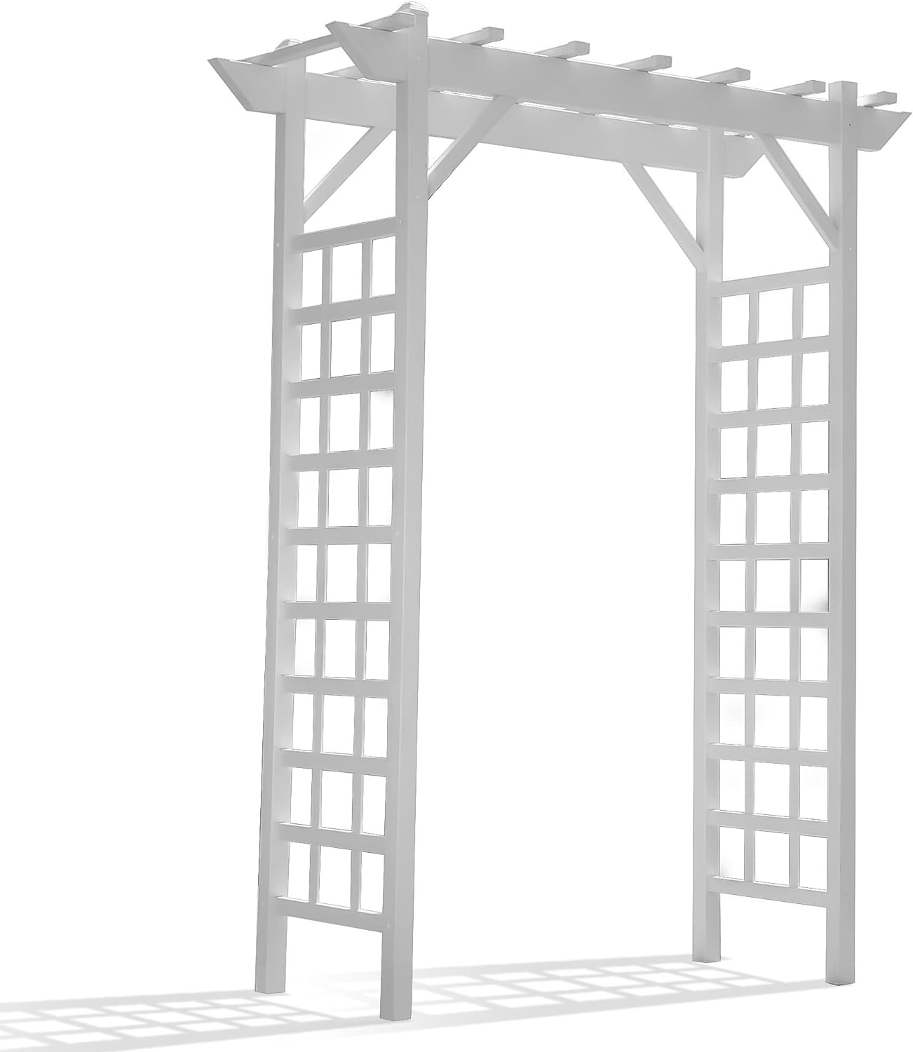 Dura-Trel Providence Arbor, Vinyl Garden Archway for Outdoors, 64" x 85", White - Backyard Decorative Arch for Pathways and Entrances with Trellis Sides for Climbing Plants, Vines & Flowers