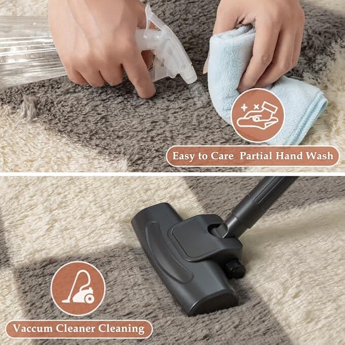 PureCozy Checkered Rug 5x7 for Living Room, Modern Grey Shag Rug Shag Rug Super Soft Washable Indoor Fuzzy Carpet Non-Slip Fluffy Rugs for Bedroom Home Aesthetic Decor