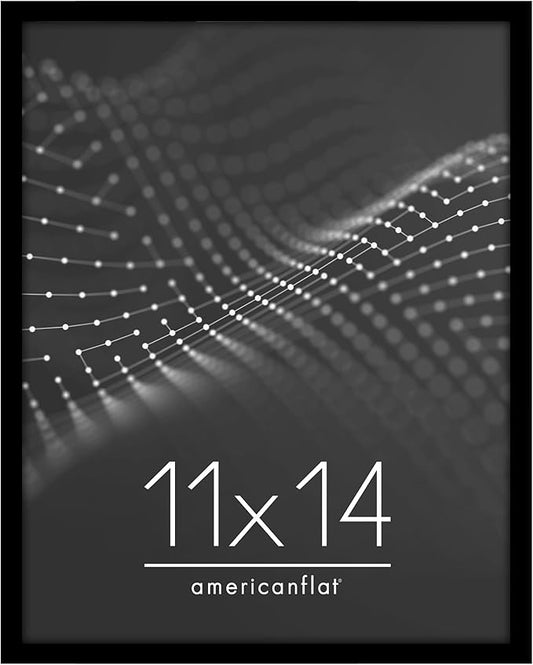 Americanflat 11x14 Picture Frame with Shatter-Resistant Glass - Streamline Collection - Thin Border Picture Frame for Wall Display - Hanging Hardware Included - Black
