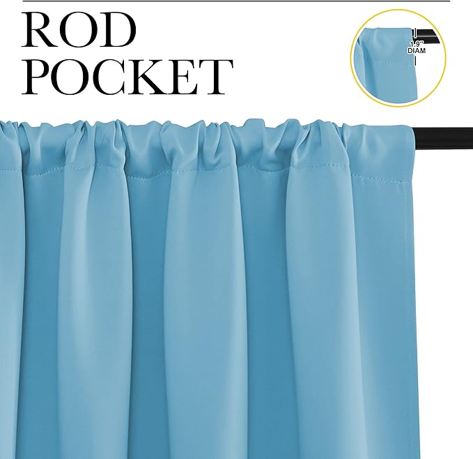NICETOWN Blackout Curtains for Bedroom, Blackout Curtain Panels, Teal Blue, 1 Pair, 62 by 63-inch, Window Treatment Energy Saving Thermal Insulated Solid Rod Pocket Blackout Drapes/Draperies