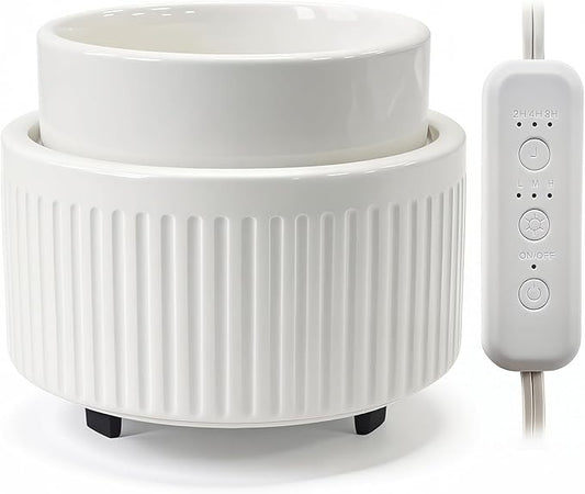 VICTORIA AROMA Ceramic Wax Warmer with Timer, Candle Wax Melter & Wax Burner for Scented Wax Melts, Electric Fragrance Wax Melt Warmer for Home Office Decor Ideal Gift（White）