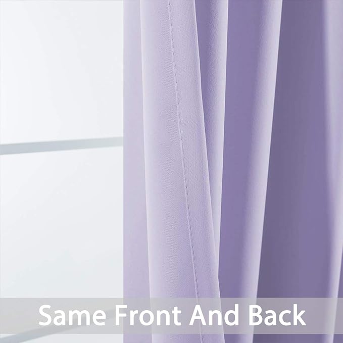 Yakamok Blackout Curtains 96 Inch Length Lilac Room Darkening Thermal Insulated Grommet Top Light Blocking Window Treatment Drapes for Bedroom Living Room (2 Panels, 52 x 96 Inch, Lavender)