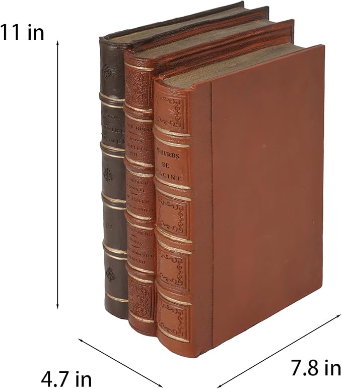 Guichifun Decorative Books Home Decor Accents - Resin Retro Classical Fake Books Faux Books Decoration Gifts for Men Coffee Table Shelf Decor for Living Room Decor 7.8 * 4.7 * 11 Inch
