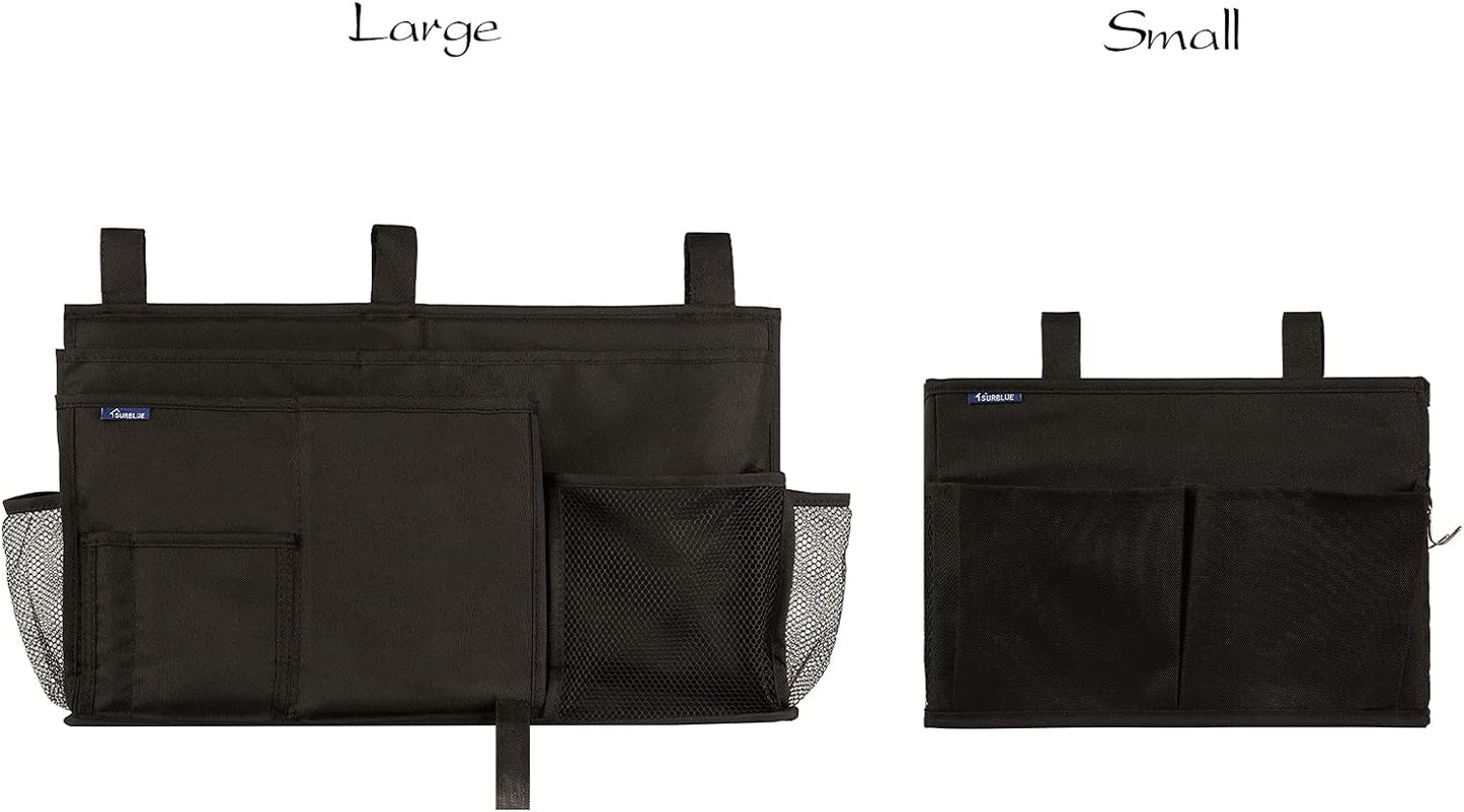Surblue Caddy Hanging Organizer Bedside Storage Bag for Bunk and Hospital Beds, Black, Small