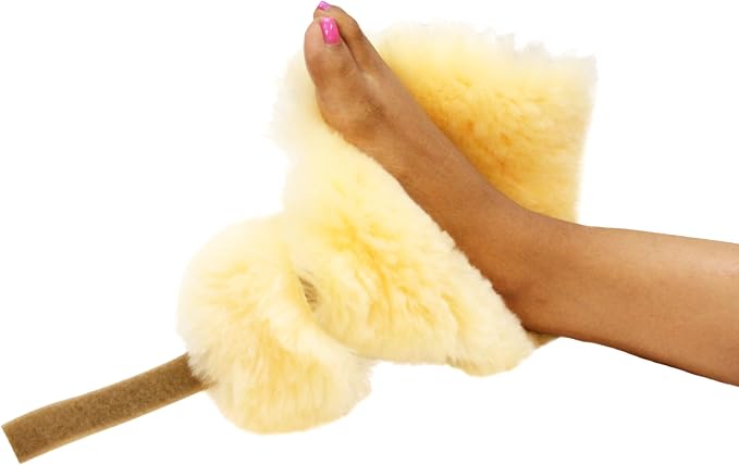 Sheepskin Ranch Sofsheep Medical Sheepskin Heel Protector, Pressure Relief for Bed Sores, Ulcers, Sensitive Skin, Hospital Grade, Chrome Free, Washable, Hypoallergenic, Adjustable, Real Wool, Pair