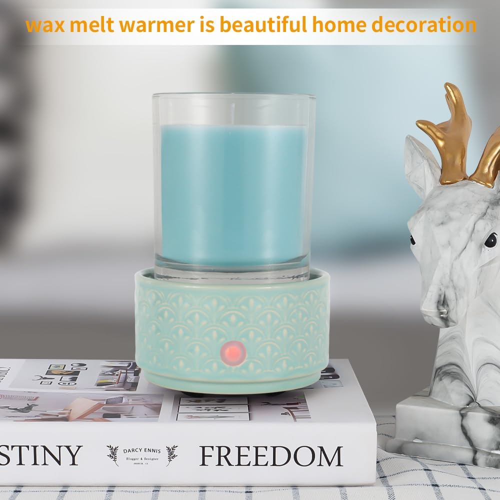 kobodon Ceramic Wax Melt Warmer - 3-in-1Electric Wax Warmer-Fragrance Candle Burner for Scented Wax Tarts and Essential Oils - Wax Melts as Gifts for Moms Grandma Women Girls（Light Green）