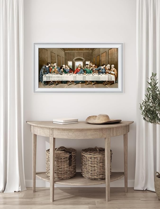 DECORARTS - The Last Supper by Leonardo Da Vinci Giclee Reproduction, Giclee Print on Acid-Free Cotton Canvas with Matching White Solid Wood Frame