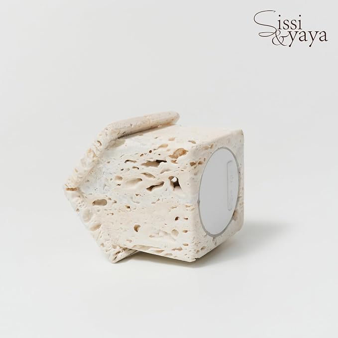 Sissi & yaya Marble Mood Light, 3-Color Dimmable LED Night Light, Travertine Bedside Ambiance Lamp for Home Decor & Gift