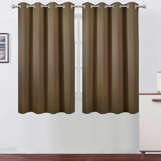 LEMOMO Brown Thermal Blackout Curtains/52 x 54 Inch/Set of 2 Panels Room Darkening Curtains for Bedroom