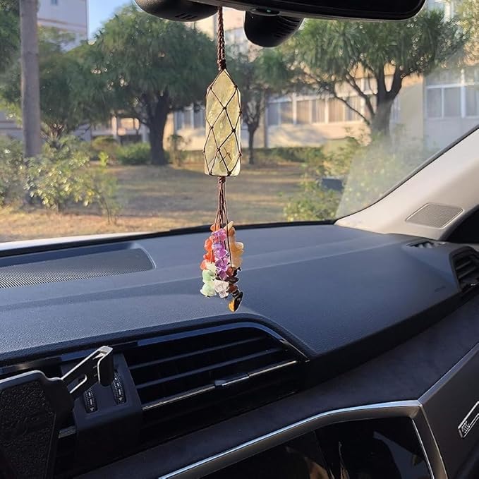 Home Decor Hanging Ornaments Natural Citrine Chakra Ornaments Gemstones Reiki Feng Shui Ornament Window Car Ornament