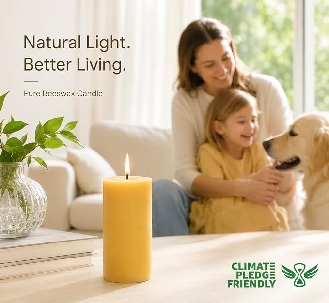 Beeswax Candles Pillar 10 Pack, 2x4 Inch Non Toxic Bees Wax Candle for Home, Long-Lasting Burn Natural Honey Scented Pillar Candle for Air Purification, Emergency, Meditation
