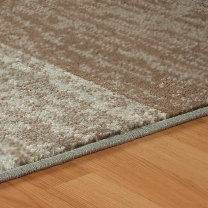SUPERIOR Rockwood Modern Geometric Patchwork Polypropylene Indoor Area Rug or Runner with Jute Backing, 2.6' X 12', Light Blue-Ivory